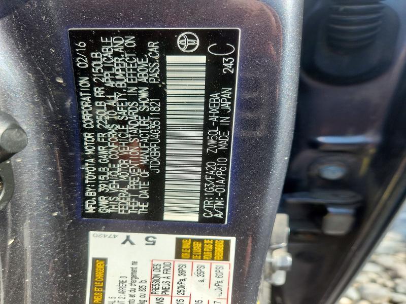 2016 TOYOTA PRIUS TWO — Фото 13 из 13