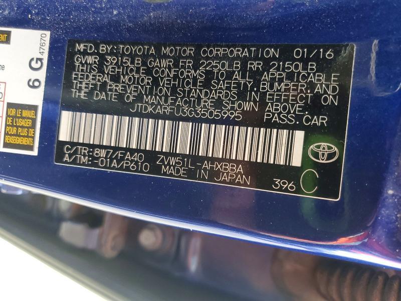2016 TOYOTA PRIUS TWO ECO — Фото 12 из 12