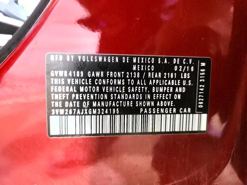2016 VOLKSWAGEN JETTA S — Фото 12 из 12