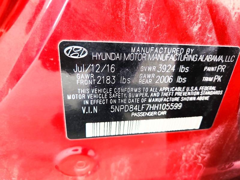 5NPD84LF7HH105599 2017 HYUNDAI ELANTRA photo no. 12