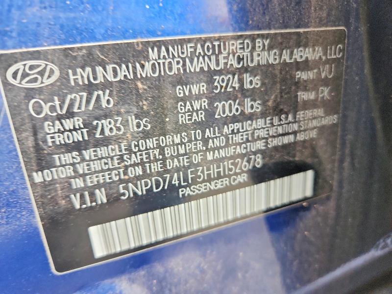 5NPD74LF3HH152678 2017 HYUNDAI ELANTRA photo no. 12