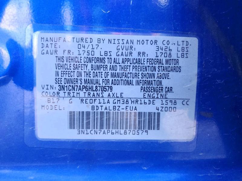 2017 NISSAN VERSA 1.6 SV — Фото 12 из 12