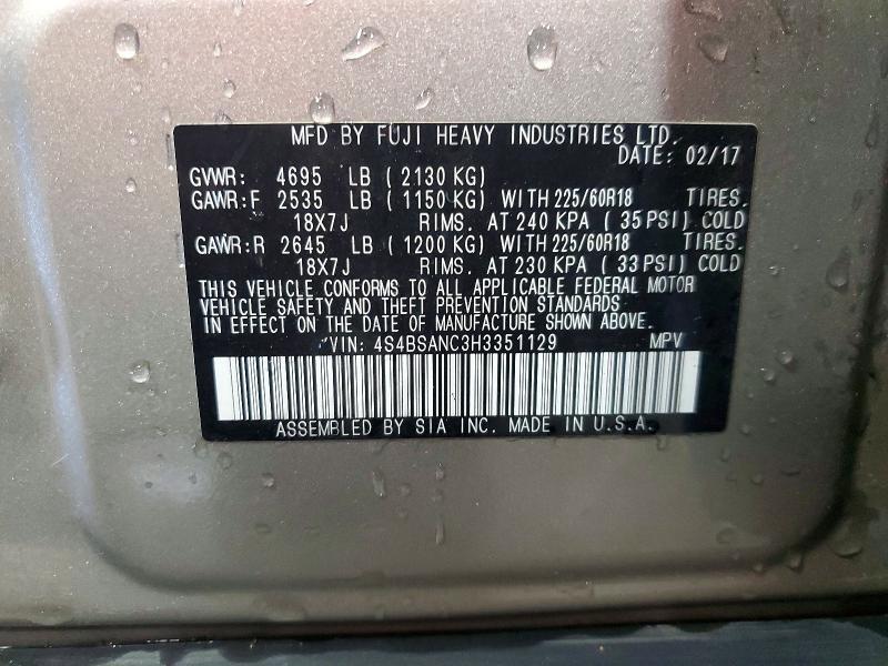 2017 SUBARU OUTBACK 2.5I LIMITED — Фото 12 из 12