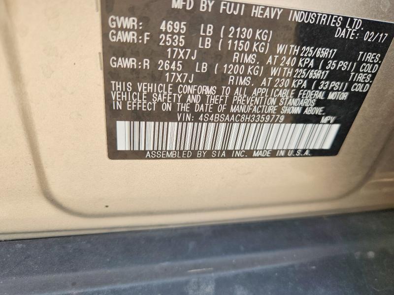 2017 SUBARU OUTBACK 2.5I — Фото 12 из 12