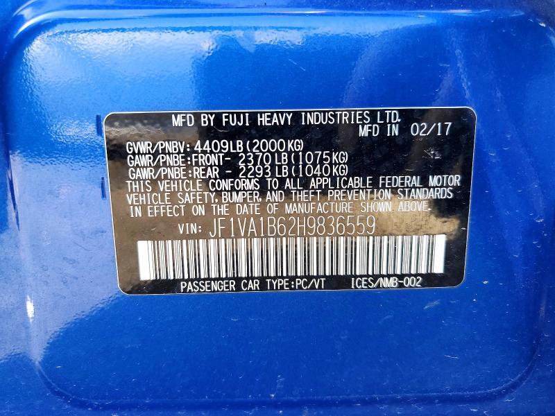 JF1VA1B62H9836559 2017 SUBARU WRX LIMITED W/CONTIN photo no. 12