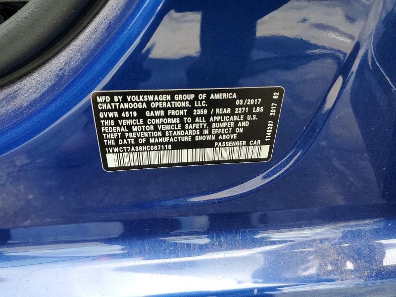2017 VOLKSWAGEN PASSAT SEL PREMIUM — Фото 12 из 12