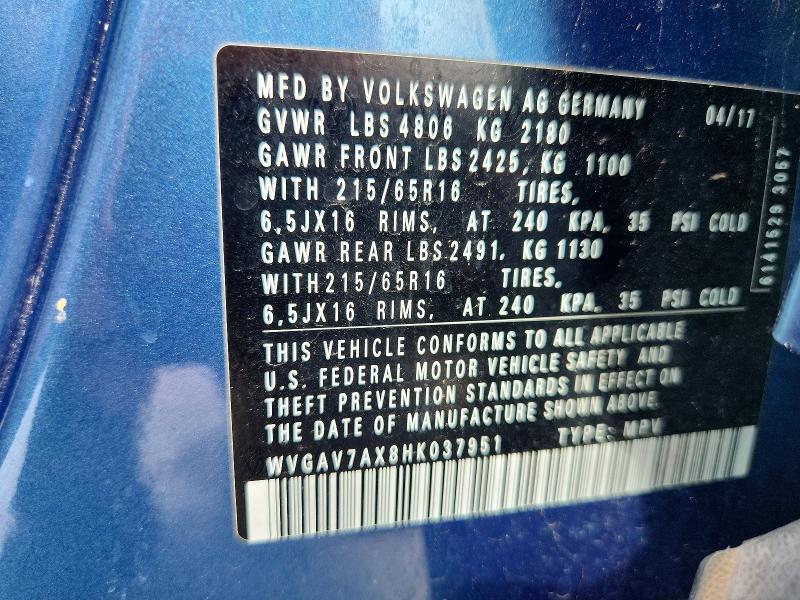 2017 VOLKSWAGEN TIGUAN S — Фото 13 из 13