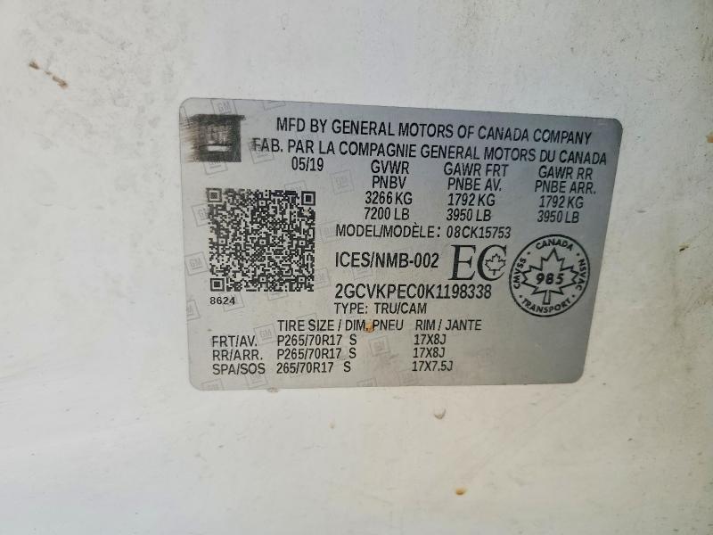 2GCVKPEC0K1198338 2019 CHEVROLET SILVERADO LD photo no. 12