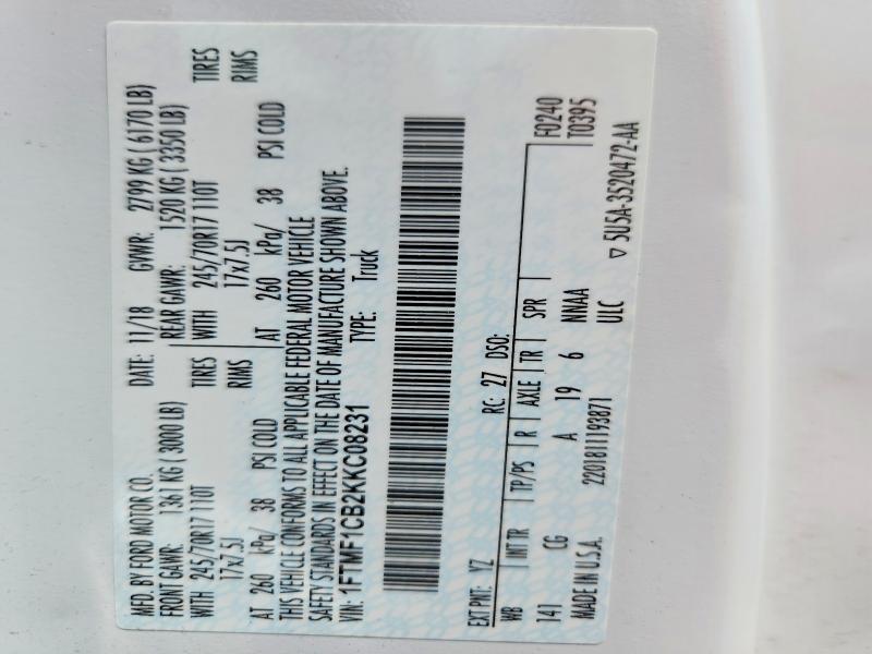 1FTMF1CB2KKC08231 2019 FORD F150 photo no. 12