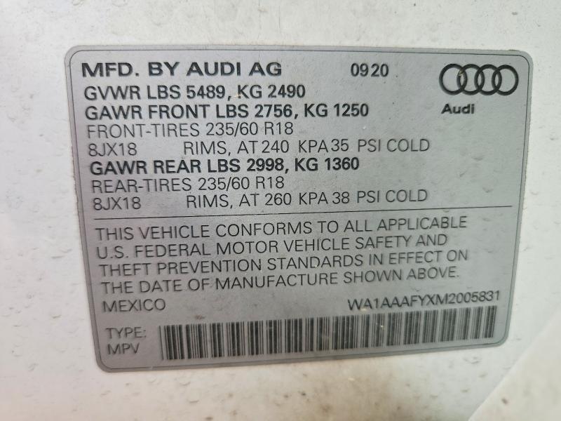 2021 AUDI Q5 PREMIUM — Фото 13 из 13