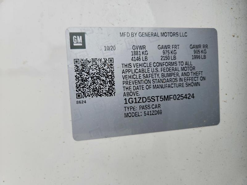 1G1ZD5ST5MF025424 2021 CHEVROLET MALIBU photo no. 12