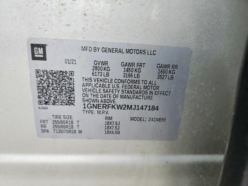 1GNERFKW2MJ147184 2021 CHEVROLET TRAVERSE photo no. 10