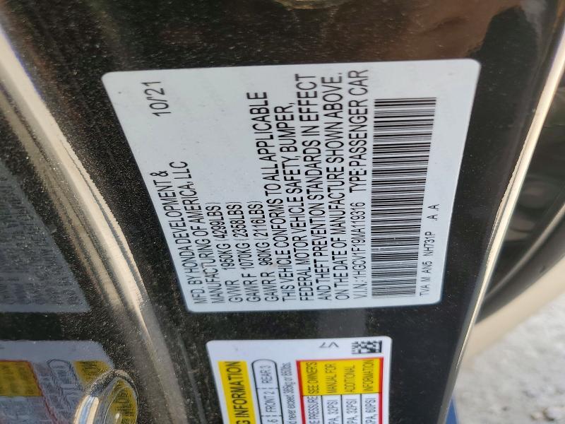 1HGCV1F19MA119316 2021 HONDA ACCORD photo no. 12
