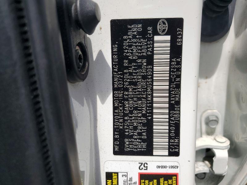 4T1T11AK8MU564909 2021 TOYOTA CAMRY photo no. 12