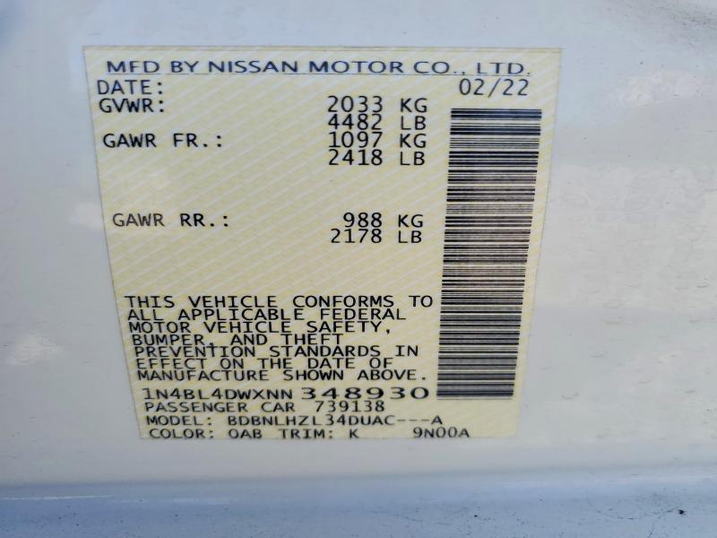 1N4BL4DWXNN348930 2022 NISSAN ALTIMA photo no. 12