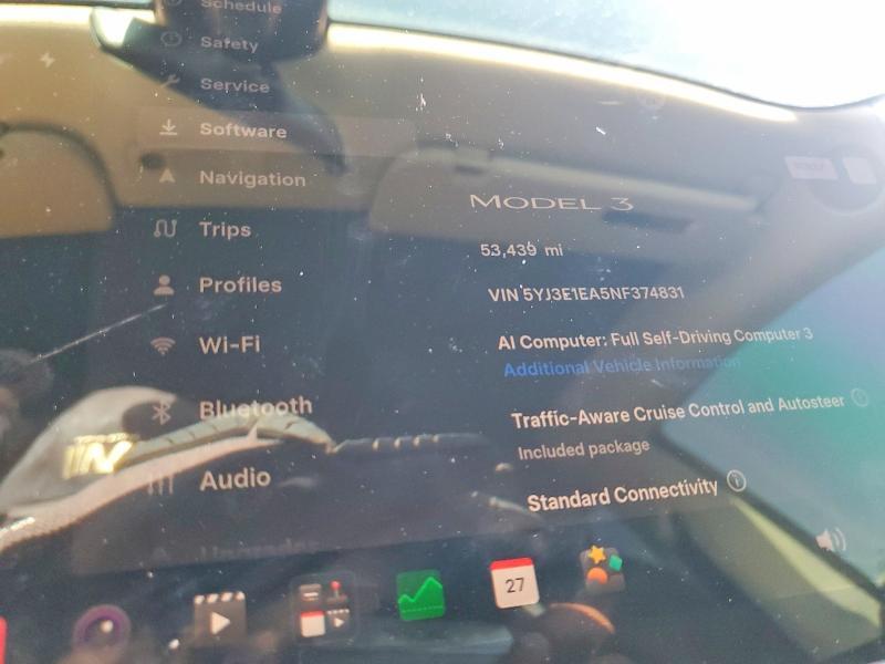5YJ3E1EA5NF374831 2022 TESLA MODEL 3 photo no. 9