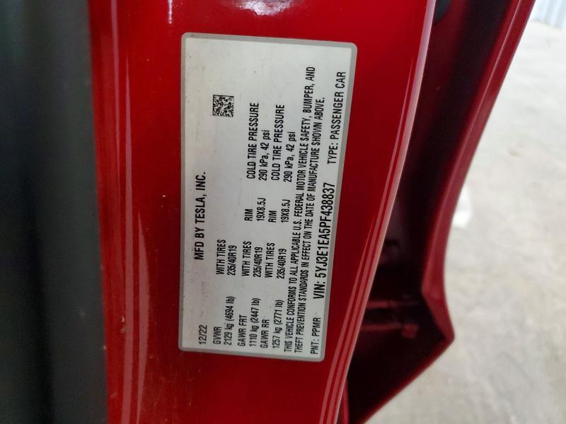 5YJ3E1EA5PF438837 2023 TESLA MODEL 3 photo no. 12