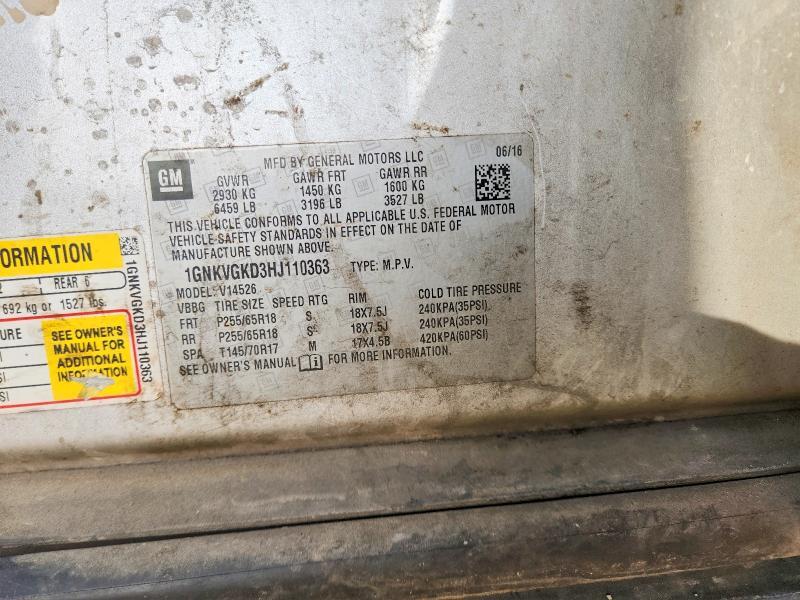 1GNKVGKD3HJ110363 2017 CHEVROLET TRAVERSE photo no. 12