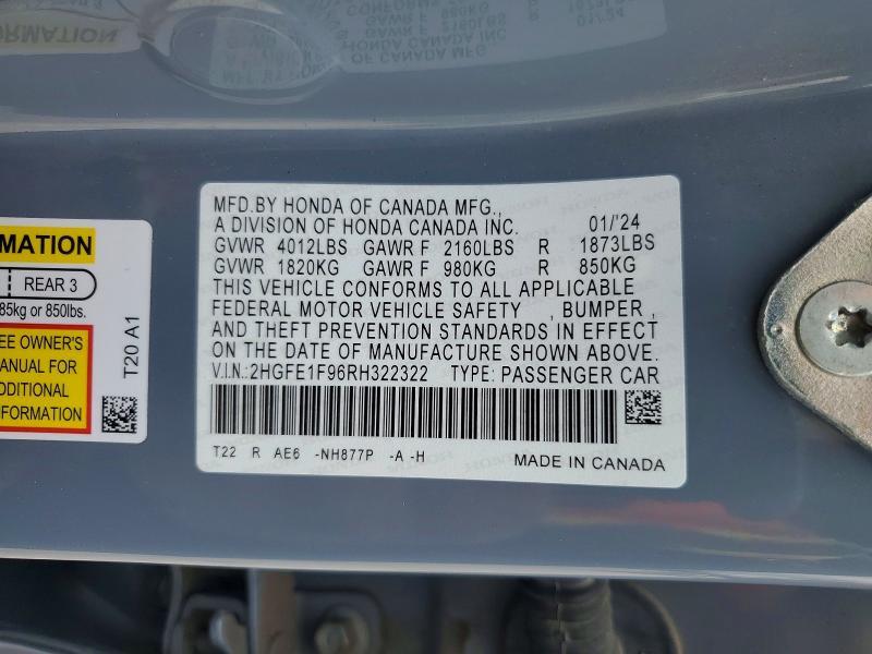 2HGFE1F96RH322322 2024 HONDA CIVIC photo no. 12