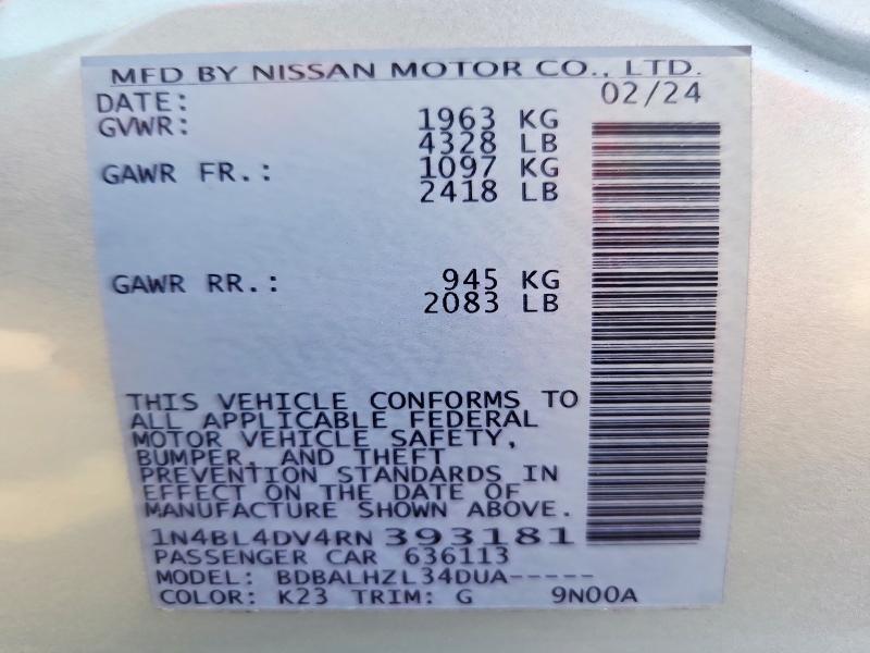 1N4BL4DV4RN393181 2024 NISSAN ALTIMA photo no. 12