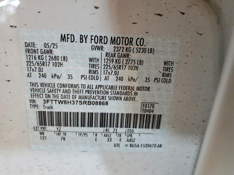 3FTTW8H37SRB08868 2025 FORD MAVERICK photo no. 12