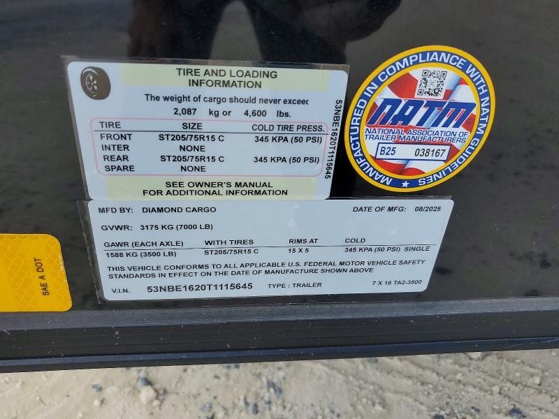 2026 DIAMOND CARGO 7X16TA2 ENCLOSED CARGO TRAILER — Фото 8 из 9