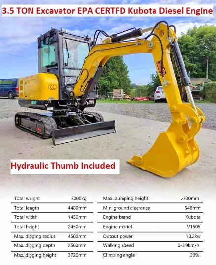 2026 3.5 TON MINI EXCAVATOR + HYDRAULIC THUMB — Фото 10 из 10