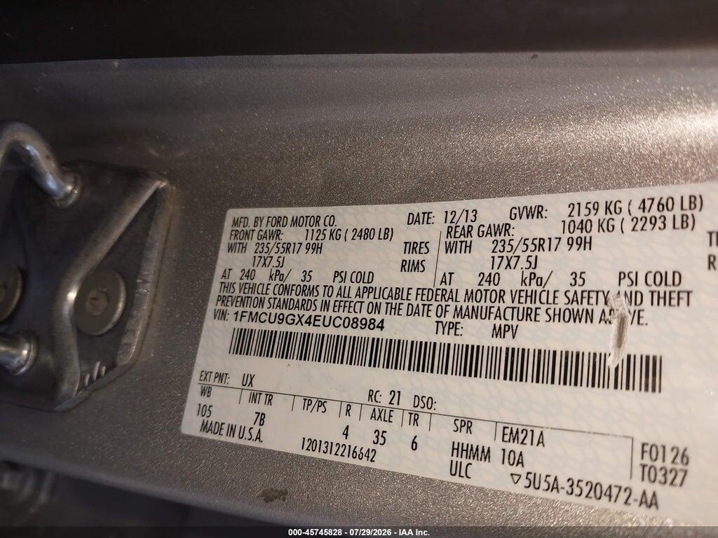 1FMCU9GX4EUC08984 2014 FORD ESCAPE photo no. 9