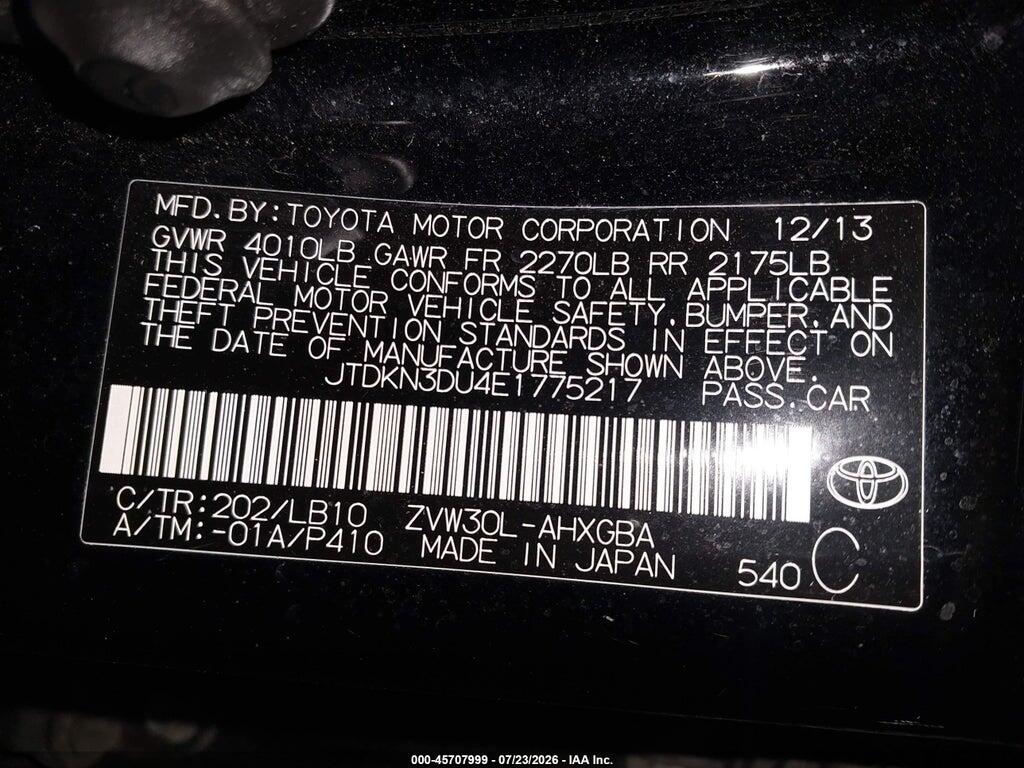 JTDKN3DU4E1775217 2014 TOYOTA PRIUS photo no. 9