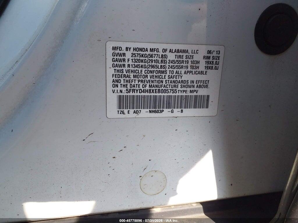 5FRYD4H8XEB005755 2014 ACURA MDX photo no. 9