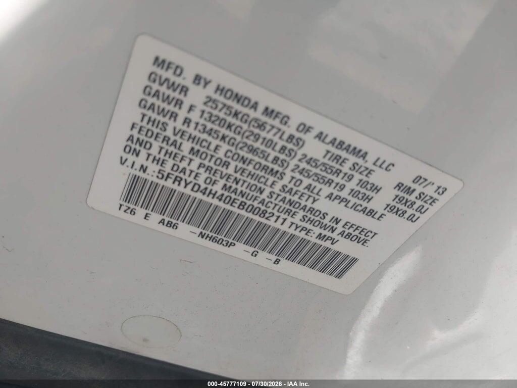 5FRYD4H40EB008211 2014 ACURA MDX photo no. 9