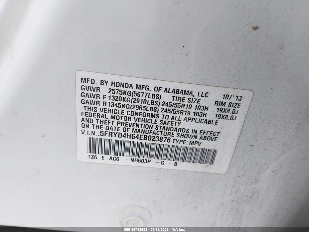 5FRYD4H64EB023876 2014 ACURA MDX photo no. 9