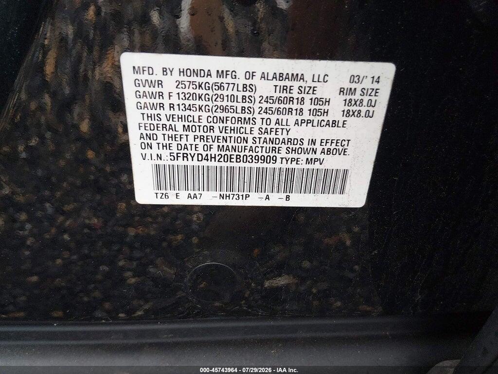 5FRYD4H20EB039909 2014 ACURA MDX photo no. 9