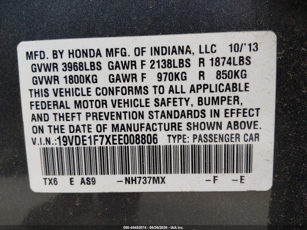 19VDE1F7XEE008806 2014 ACURA ILX photo no. 9