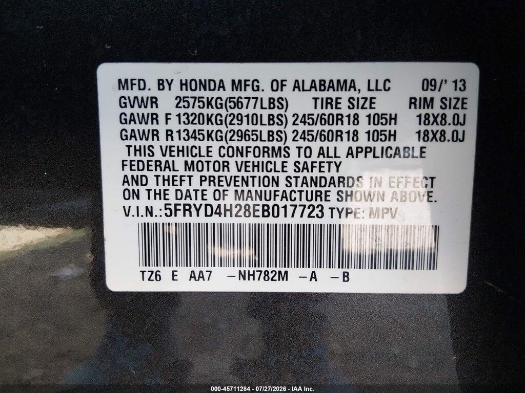 5FRYD4H28EB017723 2014 ACURA MDX photo no. 9