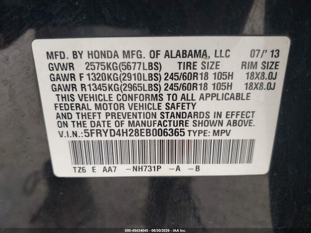 5FRYD4H28EB006365 2014 ACURA MDX photo no. 9