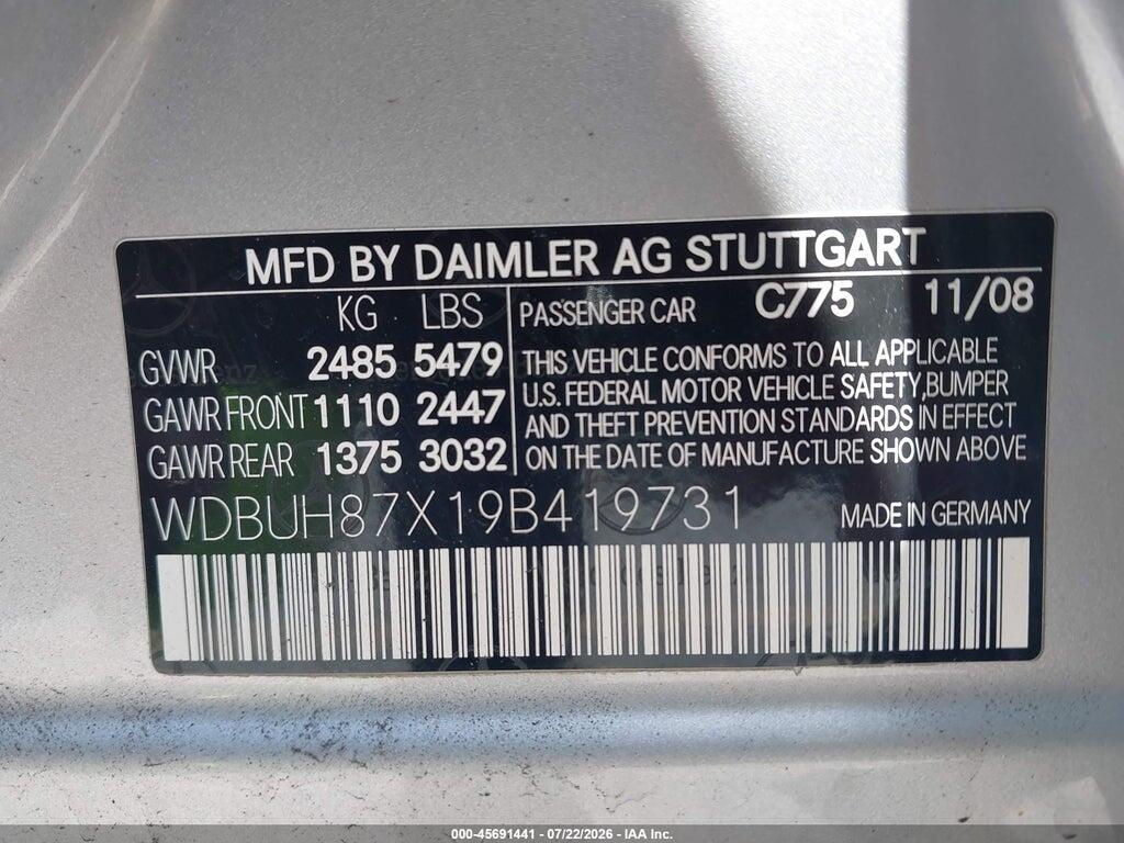 WDBUH87X19B419731 2009 MERCEDES-BENZ E 350 photo no. 9