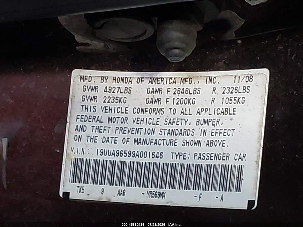 19UUA96599A001646 2009 ACURA TL photo no. 9