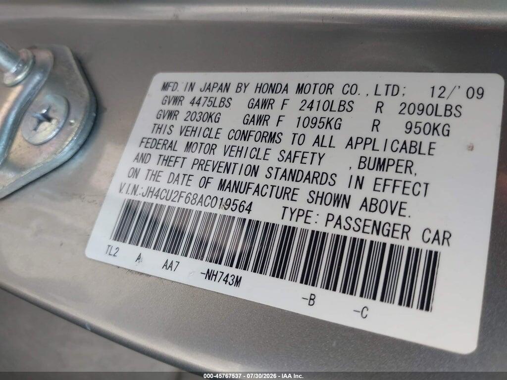 JH4CU2F68AC019564 2010 ACURA TSX photo no. 9