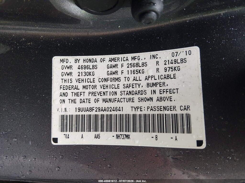 19UUA8F29AA024641 2010 ACURA TL photo no. 9