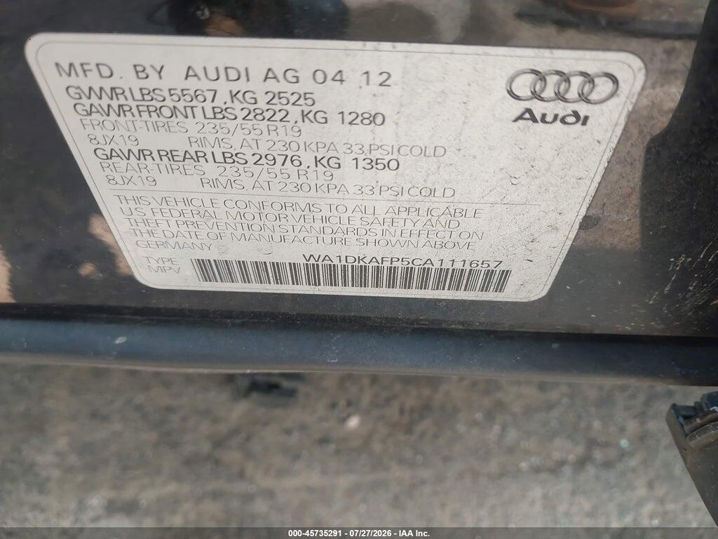 WA1DKAFP5CA111657 2012 AUDI Q5 photo no. 9