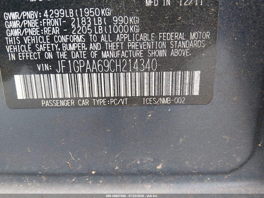 JF1GPAA69CH214340 2012 SUBARU IMPREZA photo no. 9