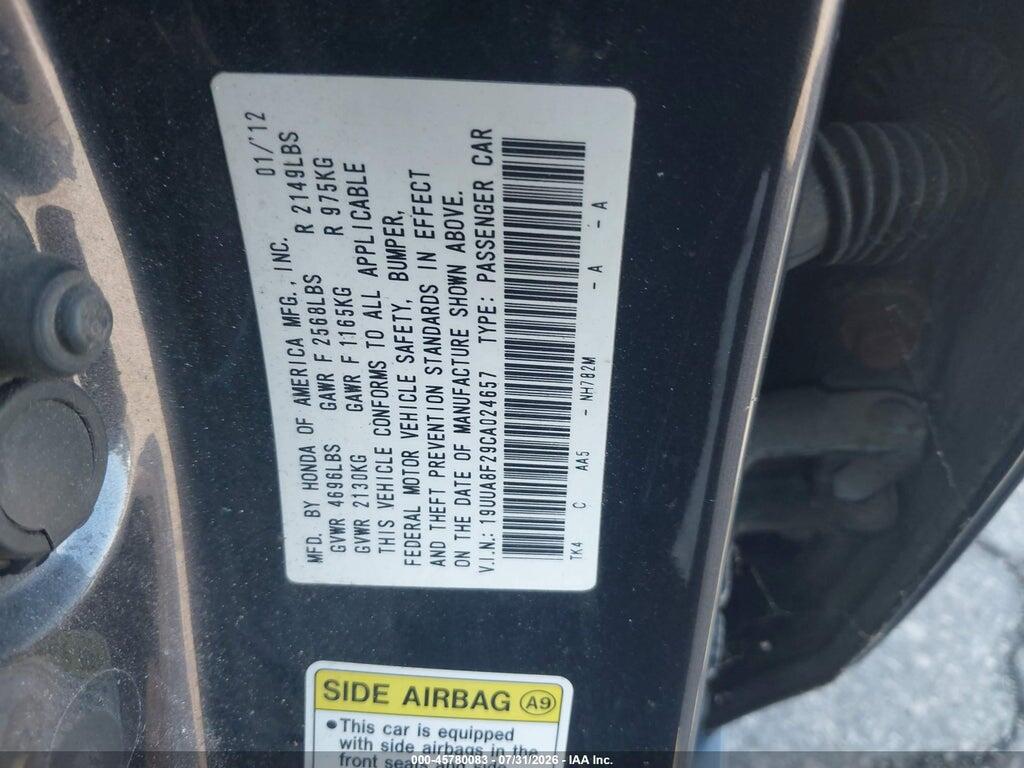 19UUA8F29CA024657 2012 ACURA TL photo no. 9