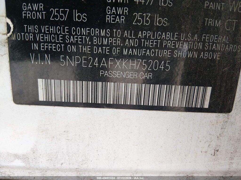 5NPE24AFXKH752045 2019 HYUNDAI SONATA photo no. 9