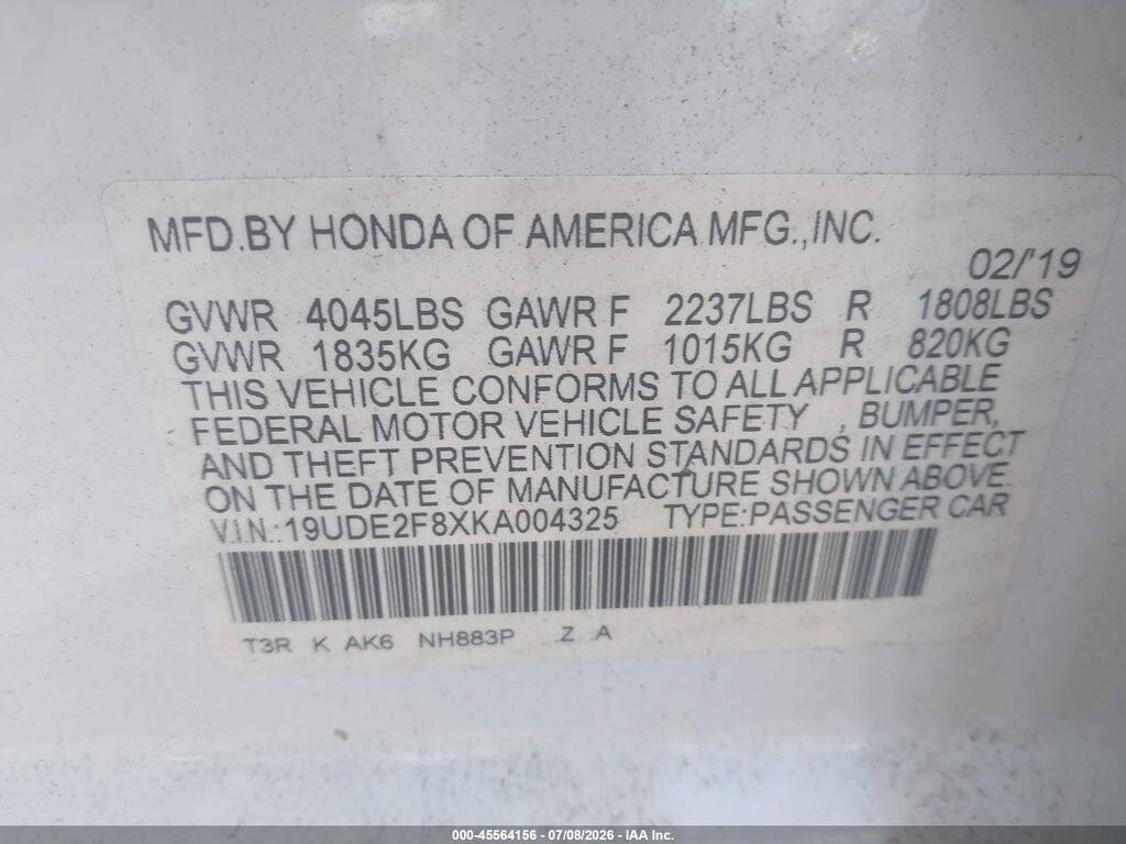 19UDE2F8XKA004325 2019 ACURA ILX photo no. 9