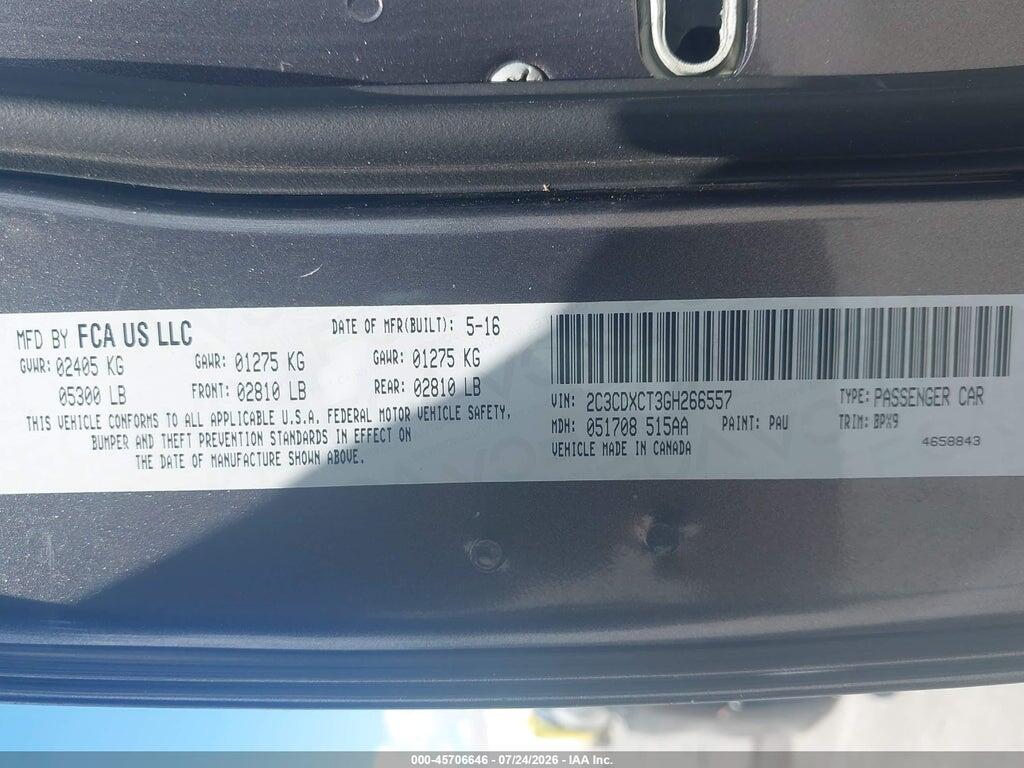 2C3CDXCT3GH266557 2016 DODGE CHARGER photo no. 9