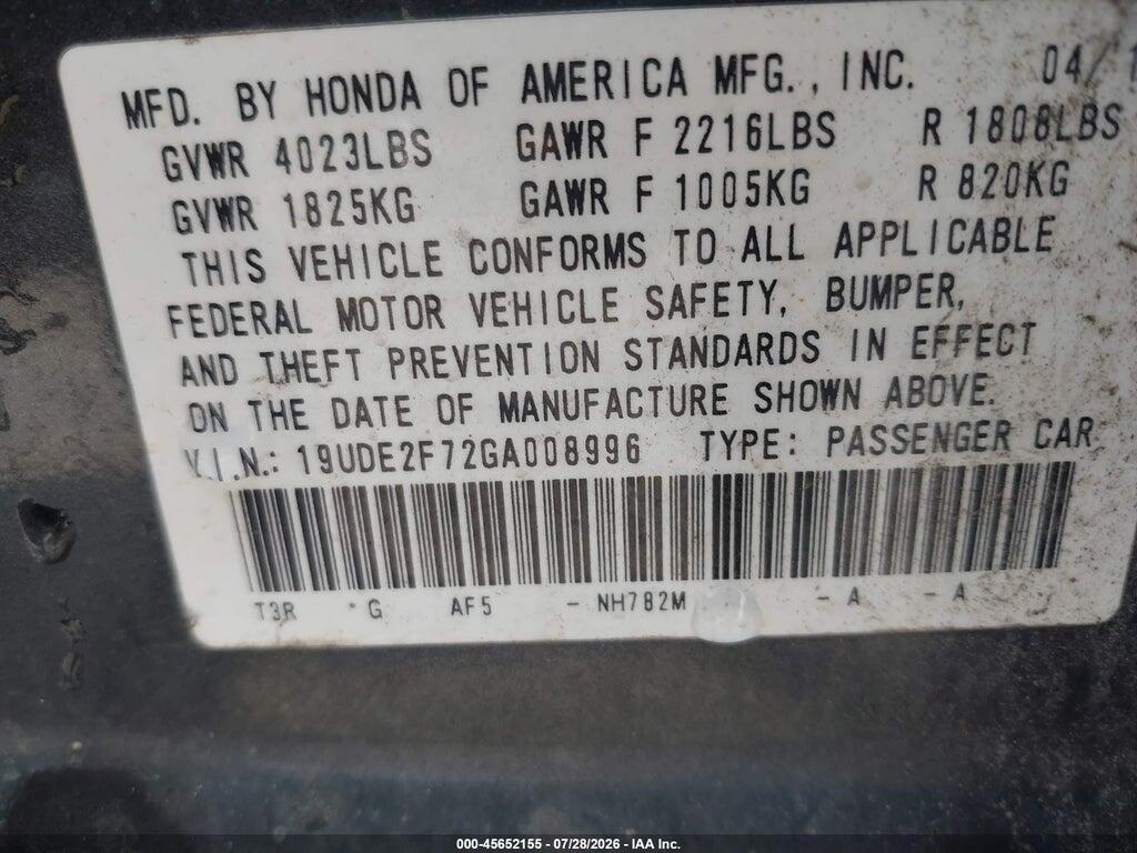 19UDE2F72GA008996 2016 ACURA ILX photo no. 9