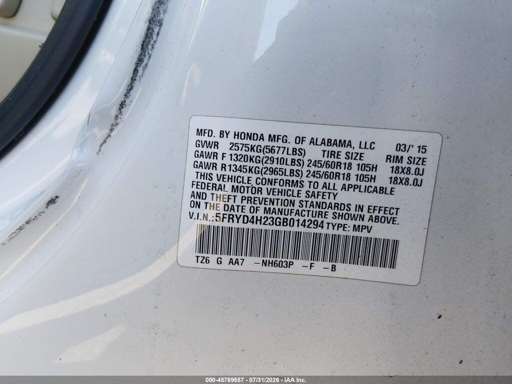 5FRYD4H23GB014294 2016 ACURA MDX photo no. 9