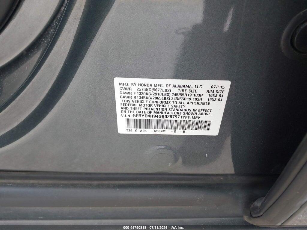 5FRYD4H94GB028797 2016 ACURA MDX photo no. 9