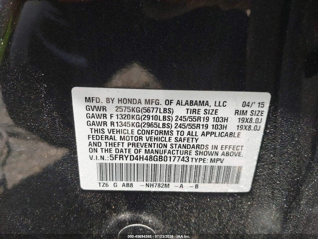 5FRYD4H48GB017743 2016 ACURA MDX photo no. 9